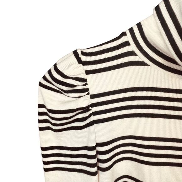 Veronica Beard Cedar Striped Stretch-pima Cotton Turtleneck Sweater Top - Picture 8 of 13
